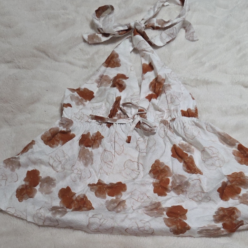 Loola Cream Halter Top Sleeveless Resort Wear